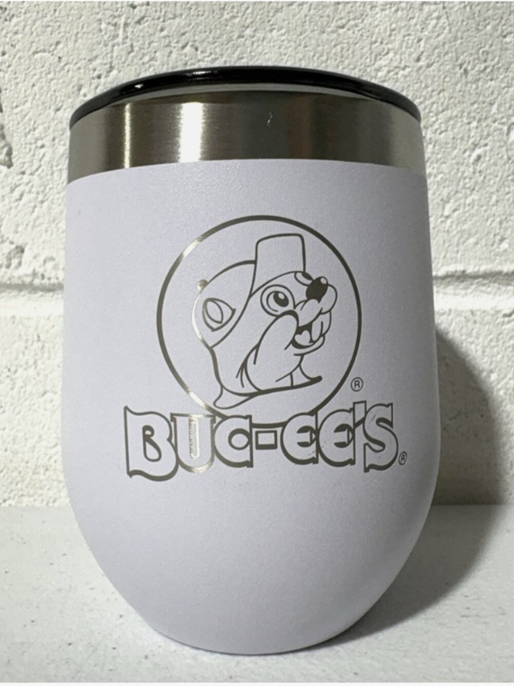 Buc-ee's 10 oz Stainless Steel Wine Yukon Tumbler With Slide Lid Matte White C2